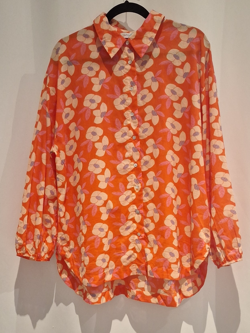 Compania Fantastica Orange Floral Button-Down Blouse
